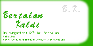 bertalan kaldi business card